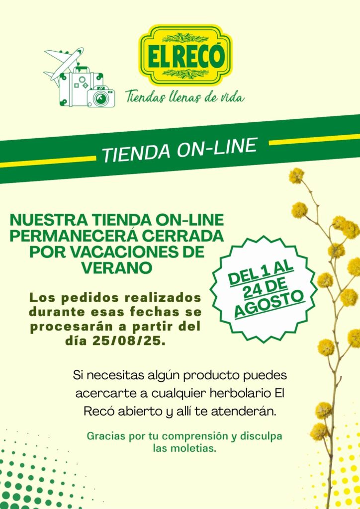 NUESTRA TIENDA ON-LINE PERMANECERÁ CERRADA POR VACACIONES DE VERANO hasta el día 24/08/25